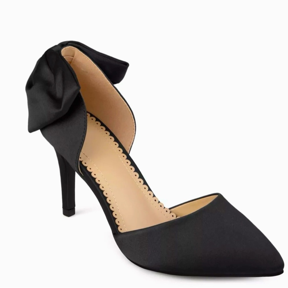 Size 9 black heels with bow.